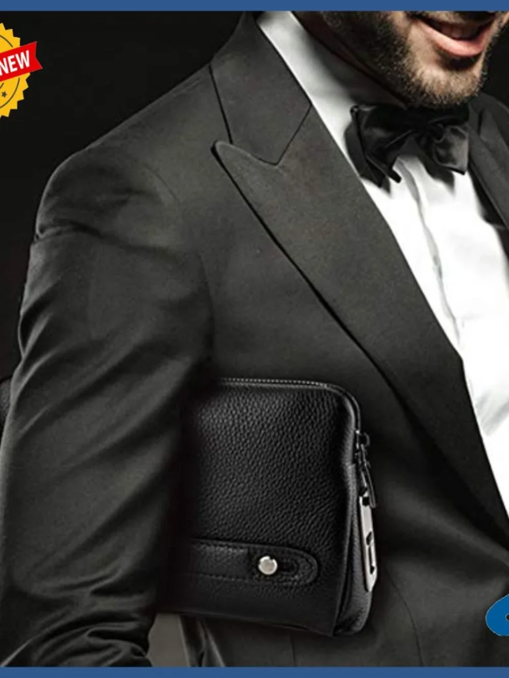 Large Leather Business Handbag Clutch with Fingerprint Security Lock